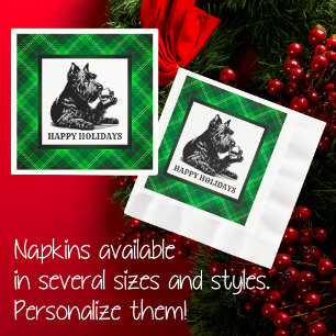 Customized Retro Scotty Dog Tartan Napkins