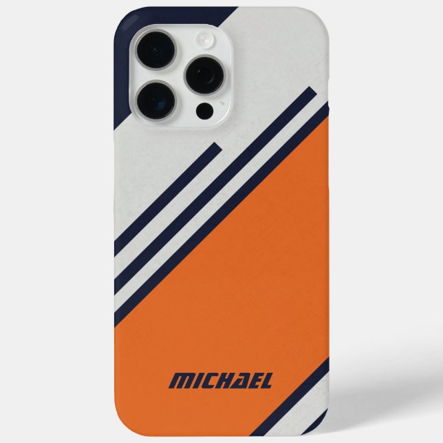Customized Retro Stripes in  Blue Orange  Case-Mate iPhone Case (Back)
