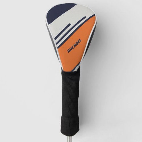 Customized Retro Stripes in  Blue Orange  Golf Head Cover