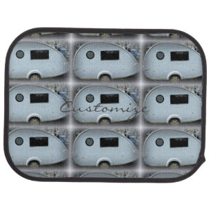 Customized Retro teardrop camper Car Mat