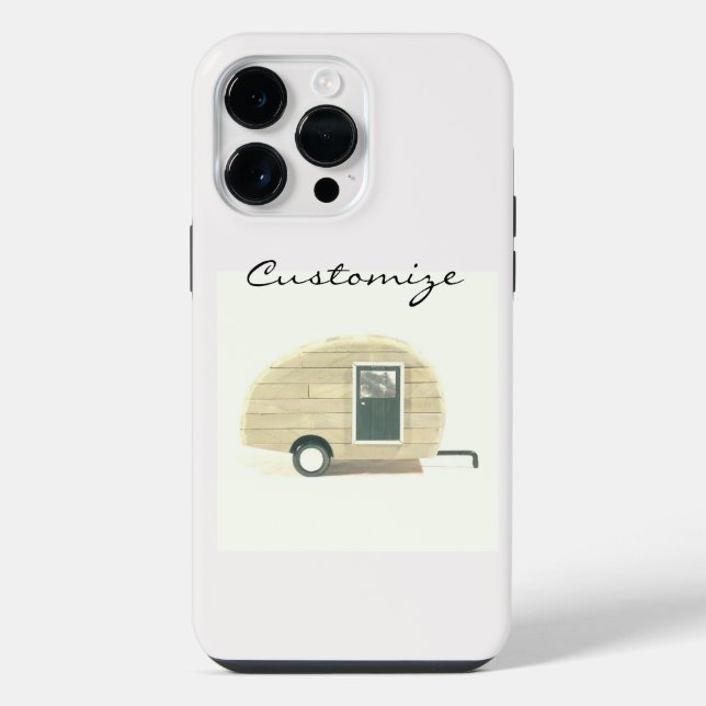 Customized Retro teardrop camper Iphone Case (Back)