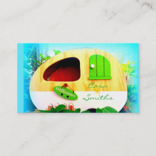 Customized Retro Vintage camper blue Business Card