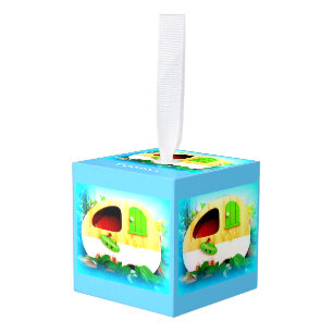 Customized Retro Vintage camper Cube Ornament