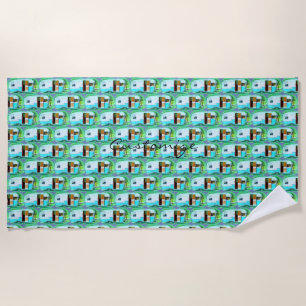 Customized Retro Vintage camper pattern Beach Towel