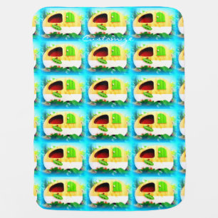 Customized Retro Vintage camper Receiving Blanket