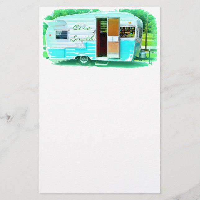 Customized Retro Vintage camper Stationery (Front)