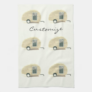 Customized Retro Vintage teardrop camper Kitchen Towel