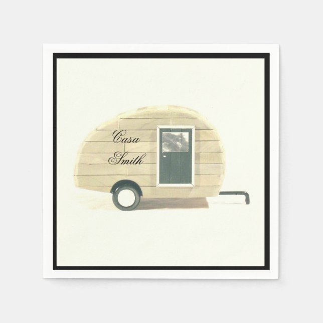 Customized Retro Vintage teardrop camper Napkins (Front)