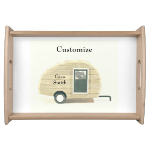Customized Retro Vintage teardrop camper Serving Tray