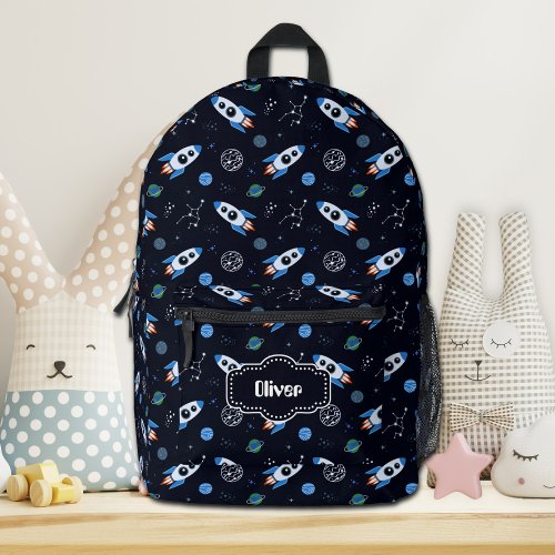 Customized Rocketship Pattern Backpack