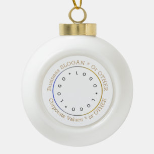 Customized Round Logo Photo Corporate Gold Silver Ceramic Ball Christmas Ornament