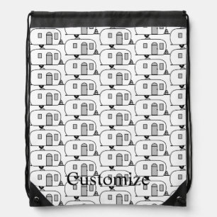 Customized Rounded Gypsy tiny caravan Drawstring Bag