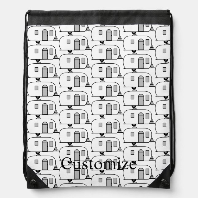 Customized Rounded Gypsy tiny caravan Drawstring Bag (Front)