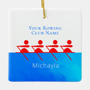 Customized Rowing Club Crew Christmas Ceramic Ornament