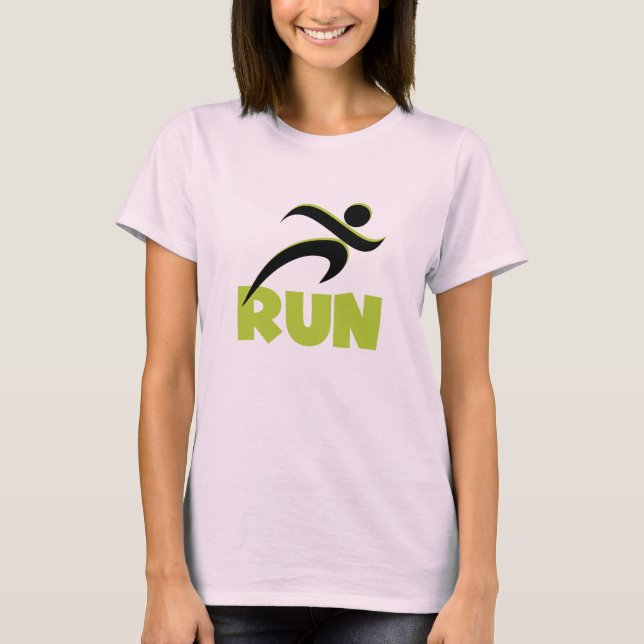 Customized RUN Spring Green Text T-shirt (Front)