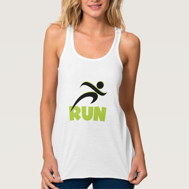 Customized RUN Spring Green Text T-shirt Tank Top (Front)