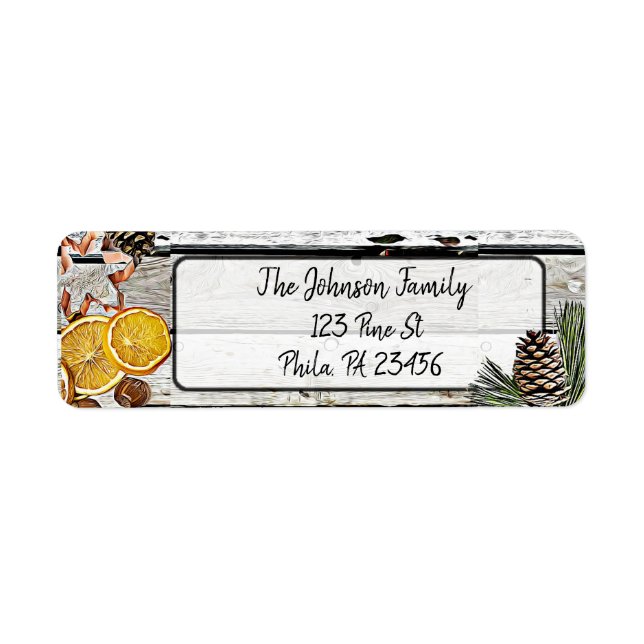 Customized Rustic Christmas Holiday Address Labels (Front)