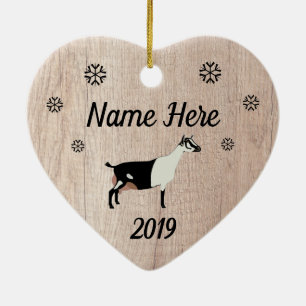Customized Rustic Cou Blanc Dairy Goat Ceramic Ornament