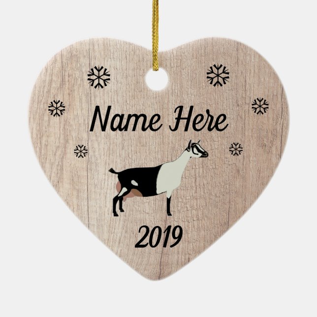 Customized Rustic Cou Blanc Dairy Goat Ceramic Ornament (Back)