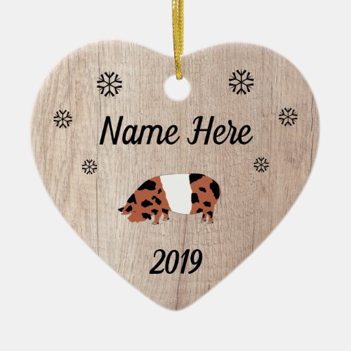 Customized Rustic KuneKune Pig Ceramic Ornament