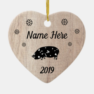Customized Rustic KuneKune Pig Ceramic Ornament