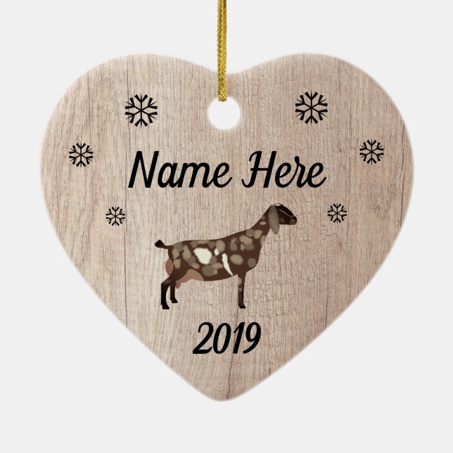 Customized Rustic Moon Spotted Nubian Goat Ceramic Ornament (Back)