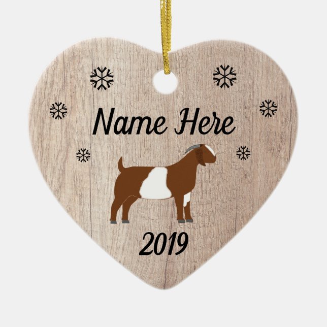 Customized Rustic Paint Boer Goat Ceramic Ornament (Front)