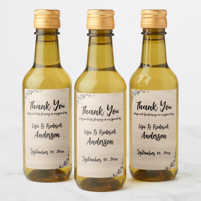 Customized Rustic Thank You from Couple  Wine Label (Bottles)