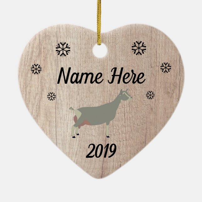 Customized Rustic Toggenburg Dairy Goat Ceramic Ornament (Back)