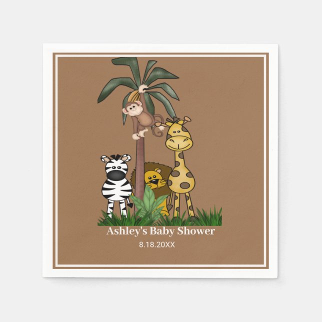 Customized  Safari Jungle Baby Shower Paper Napkins (Front)