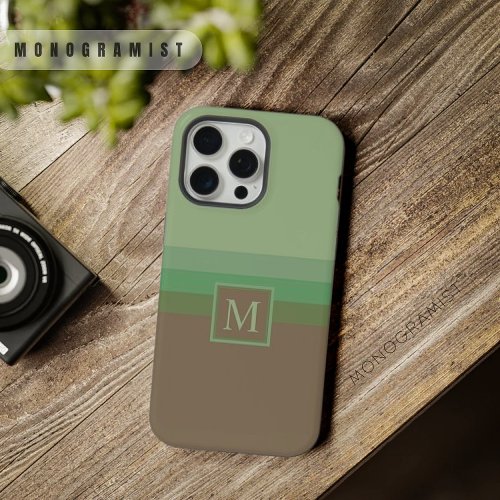 Customized Sage Olive Green Grey Brown Color Block iPhone 15 Pro Max Case