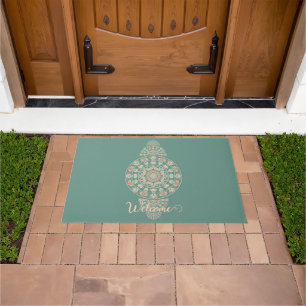 Customized Sage & Sand Retro Ornamental Mandala Doormat