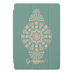 Customized Sage & Sand Retro Ornamental Mandala iPad Pro Cover