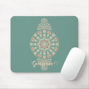 Customized Sage & Sand Retro Ornamental Mandala Mouse Pad