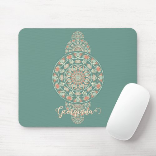Customized Sage &amp; Sand Retro Ornamental Mandala Mouse Pad