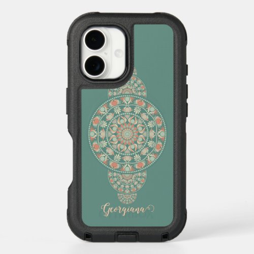 Customized Sage &amp; Sand Retro Ornamental Mandala iPhone 16 Case