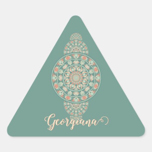 Customized Sage &amp; Sand Retro Ornamental Mandala Triangle Sticker