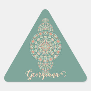 Customized Sage & Sand Retro Ornamental Mandala Triangle Sticker