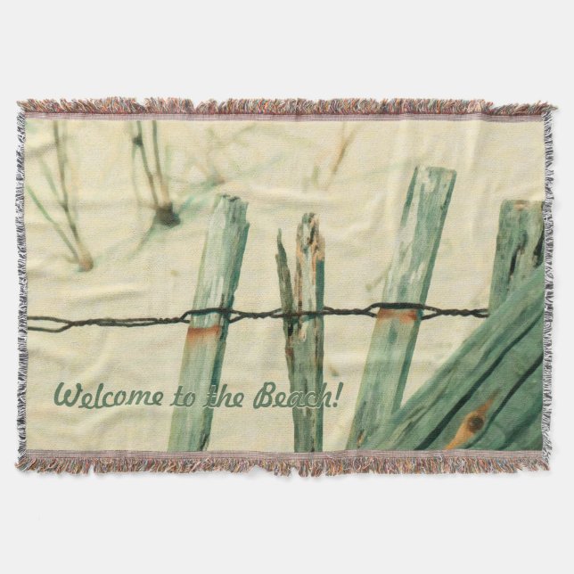 Customized Sand Dune Fence Illustration Throw Blanket (Front)