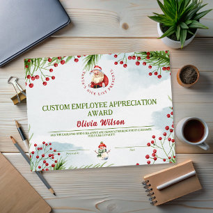 Customized Santa Christmas Awards for Employee
