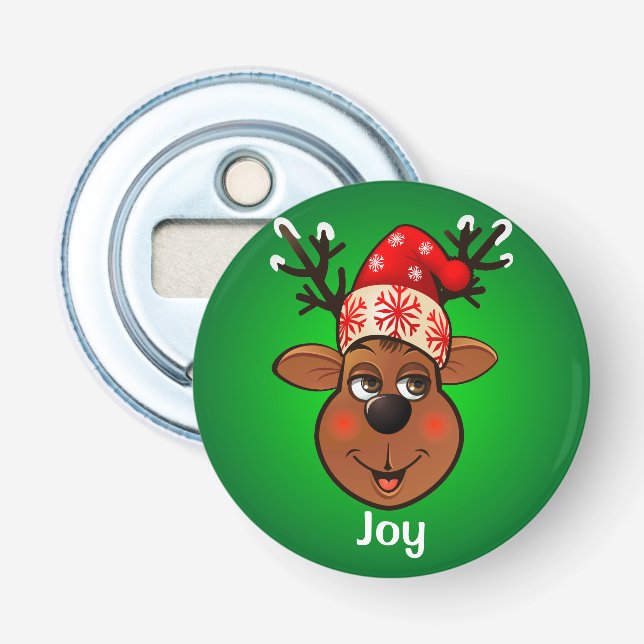 Customized Santa Claus's Reindeer Cartoon Bottle Opener (Front)