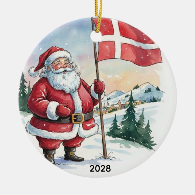 Customized Santa in Denmark  Ceramic Ornament (Front)