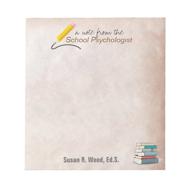 Customized School Psychologist Parchment Note Pad (Front)