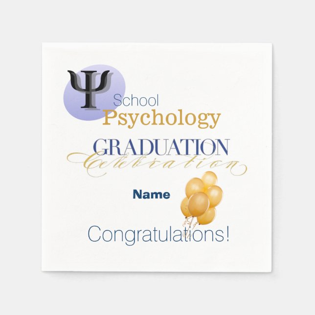Customized School Psychology Graduation Napkins (Front)
