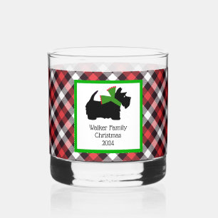 Customized Scotty Dog and Tartan Christmas Whiskey Glass