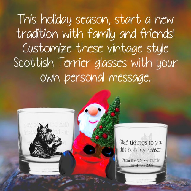 Customized Scotty Dog Christmas Rocks Whiskey Glass (Always trendy and popular! Scottish Terriers and Christmas!)