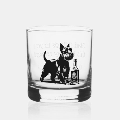 Customized Scotty Dog Christmas Whiskey Rocks Whiskey Glass