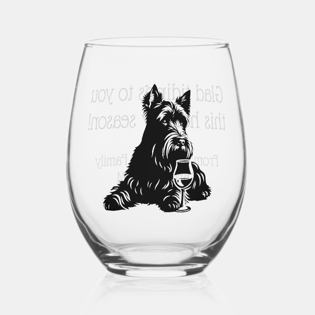 Customized Scotty Dog Holiday Wine Glass (Front)