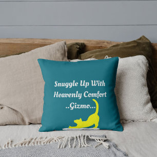 Customized Script Quote Pet Friend Cat Lover Blue Throw Pillow