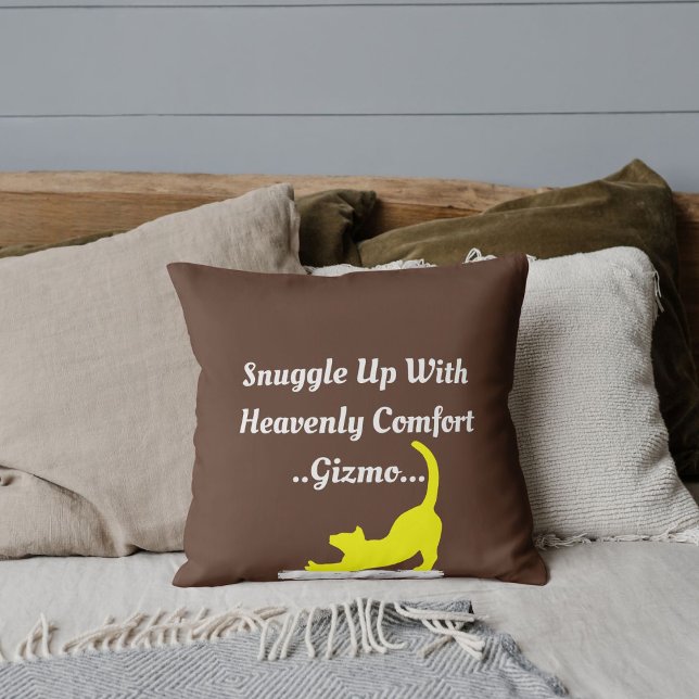 Customized Script Quote Pet Friend Cat Lover Brown Throw Pillow (Creator Uploaded)
